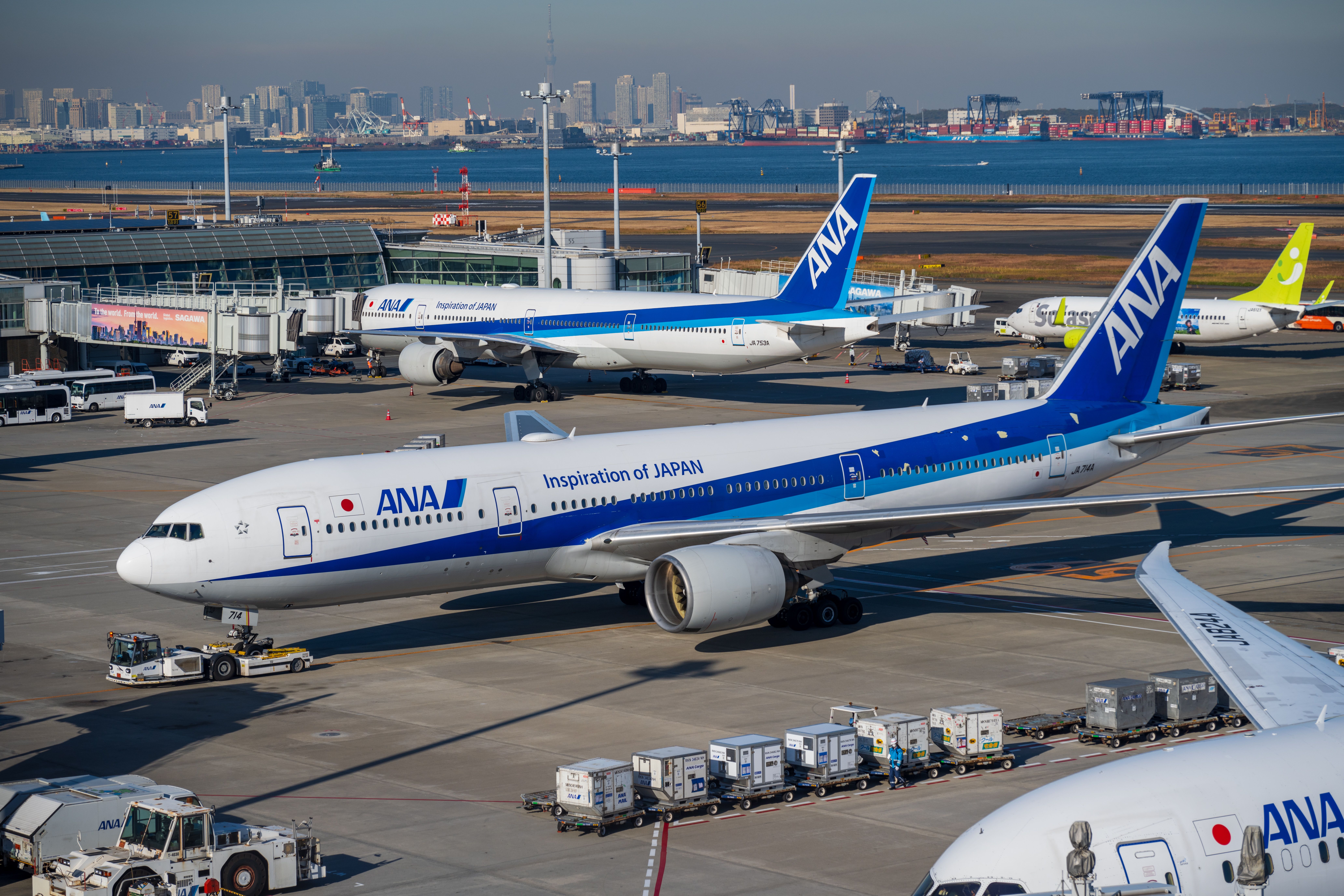ANA The Room business class fully flat suite with ambient lighting and Japanese-inspired cabin design